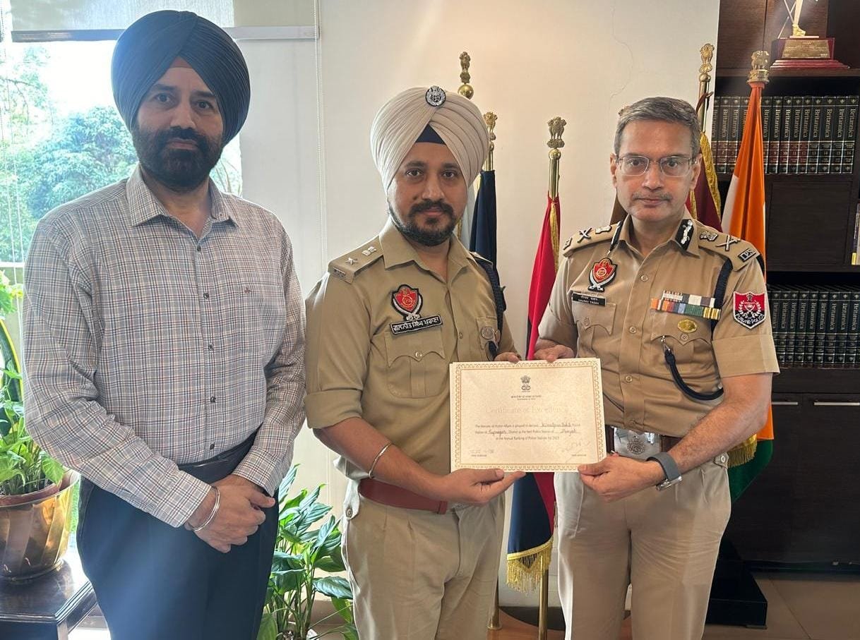 Punjab's Kiratpur Sahib police station राष्ट्रीय स्तर पर 8वें स्थान पर, राज्य में पहले स्थान पर