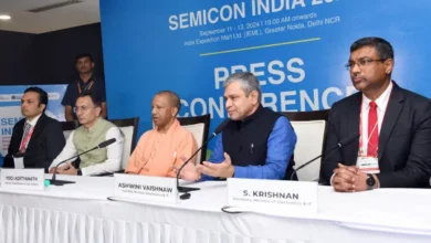 Semicon India 2024 के उद्घाटन अवसर पर UP के CM और केन्द्रीय आई0टी0 एण्ड इलेक्ट्रॉनिक्स मंत्री की संयुक्त प्रेसवार्ता